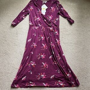 Boden Women's Floral Wrap Maxi Dress - Plum 10R NWT